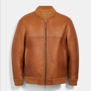 NWT COACH 3097 REVERSIBLE SHEARLING BOMBER Walnut Size M